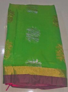 Green &amp; Pink Saree with Blouse
