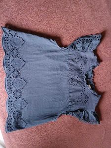 Eyelet Detail Cap Sleeve Top