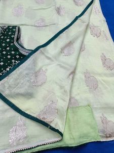 Green Jari Work Saree