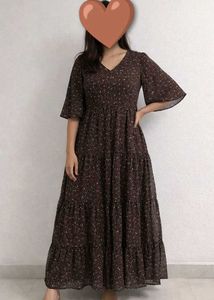 New With Tag Brown Tiered Maxi Dress