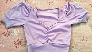 Lilac Puff Sleeve Crop Top