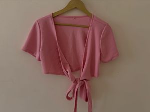 Pink Tie-Back Crop Top