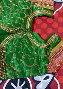 Sale- Red Heavy Saree with green blouse