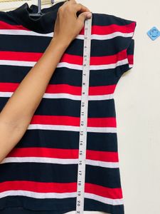 Striped Mock Neck Top