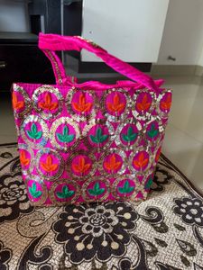 Pink Embroidered Handbag
