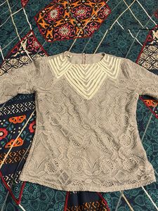 Lace Top with Chevron Detail