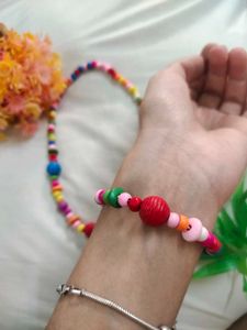 Colourful Aesthetic Necklace And Bracelet Set