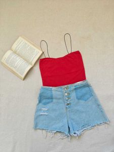 Cherry Red Spaghetti Crop top