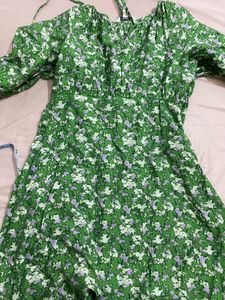 Green Floral Print Dress