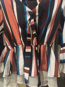Striped Tie-Neck Top