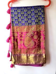 Pure Kanchi Pattu Silk  Saree With Maggam Blouse