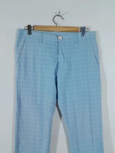 Light Blue Checks Cotton Pant (Men&#39;s)