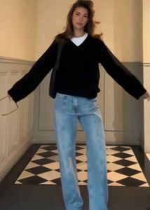 V Neck, Fuzzy Korean Sweater