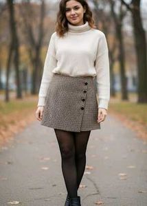 Checkered Skort with Button Detail