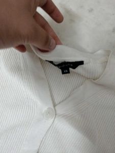 White Ribbed Cardigan
