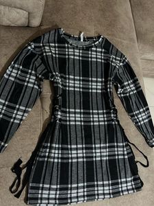 Plaid Long Sleeve Mini Dress