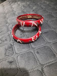 Combo of stone studded glass bangles