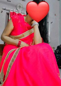 Pink Saree with Gold Border
