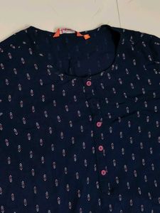 Navy Blue Printed Top