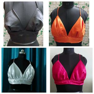 Combo Of 4 Satin Backless Blouse