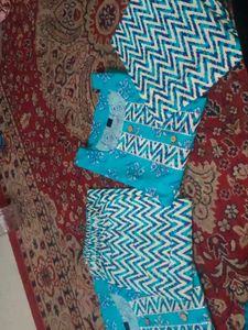 Blue Printed Kurti Set