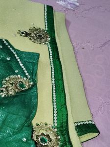 Stone Work Saree With Stiched Blouse