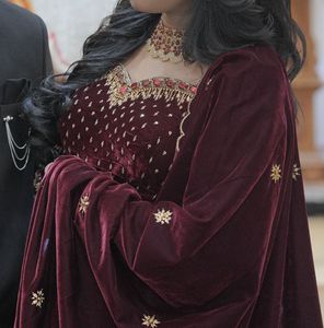 Maroon Velvet Lehenga