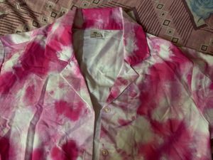Pink Tie-Dye Button-Down Shirt