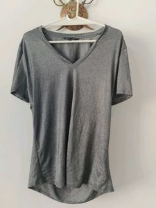 Gray V-Neck Top