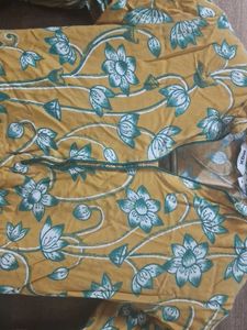 Max Mustard Floral Print Kurta
