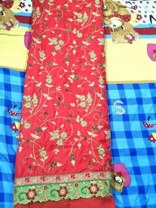 Red Embroidered Saree