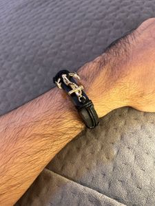 Gold &amp; Black Anchor Bracelet