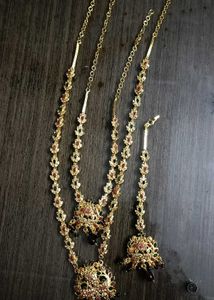 A Long Gold Plated Haram Set (3 Pieces)
