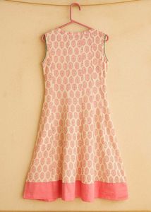 Block Print Pink Sleevless Gown By Meena Bazaar
