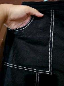 CLASSY AND MINIMAL Black Cotton Casual Pant