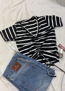 Black And White Knot Top