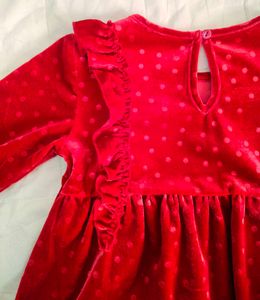 Red Velvet Polka Dot Dress