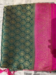 Green &amp; Pink Art Silk Saree