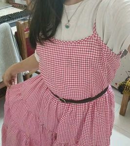 Pink Gingham Maxi Dress
