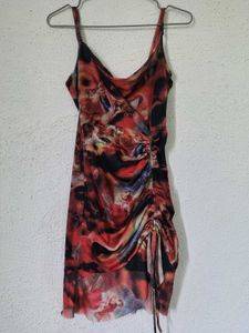 Urbanic Cowl Neck Mesh Angel Print Bodycon Dress