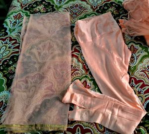 90%off💥 Peach Net Gown With Stones Embroidery