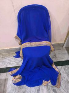 Solid Blue Saree