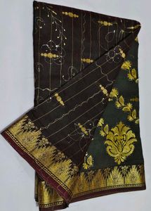 Elegant Grey & Gold Saree