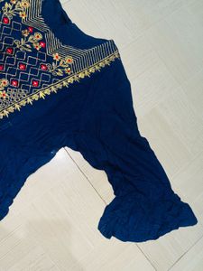 Navy Embroidered Tunic Top