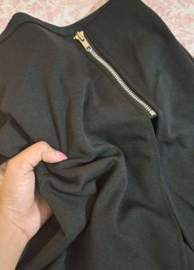Black Mini Skort with Zipper Detail