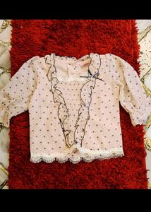 Cute Girls&#39; Floral Print Top
