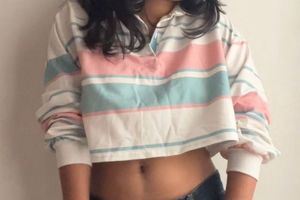 Newme Korean Polo Full Sleeve Crop Top