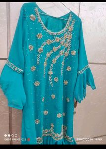 Teal Embellished Kurti