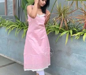 Sleeveless Pink Long Kurti 🩷