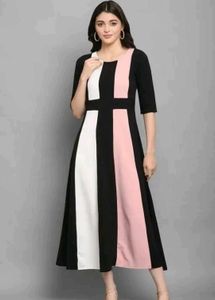 Chic Colorblock Midi Dress